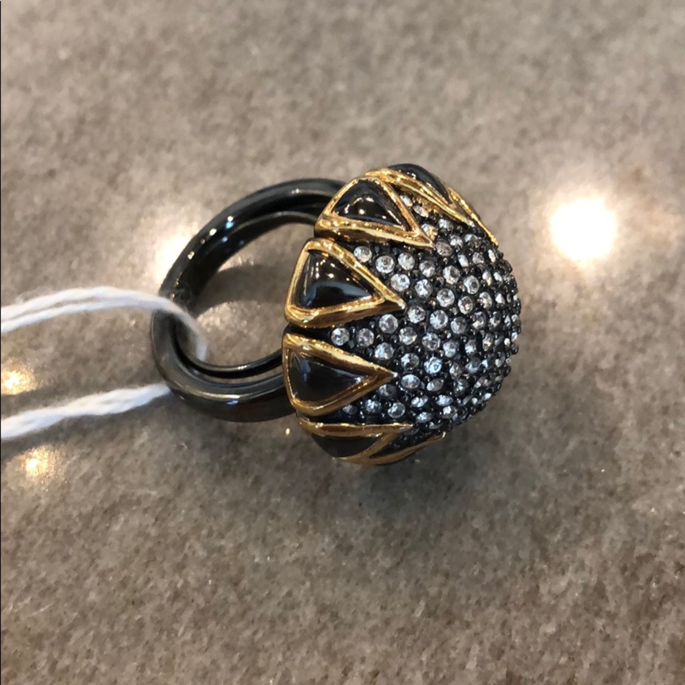 Stella Dot Silver, grey, gold ring.